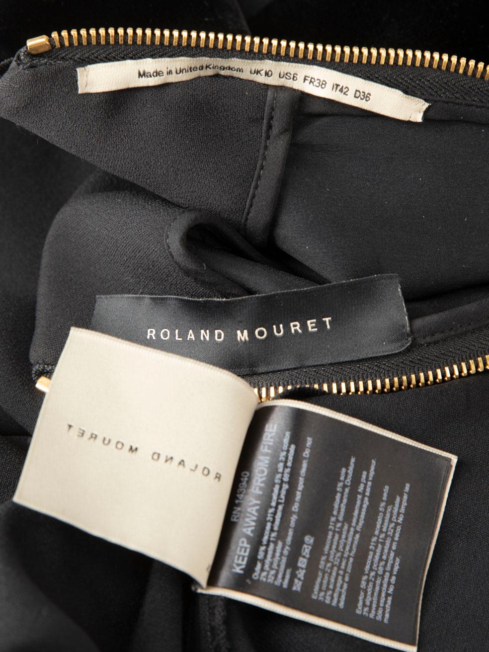 Roland Mouret Black Panelled V Neck Dress Size M For Sale 3