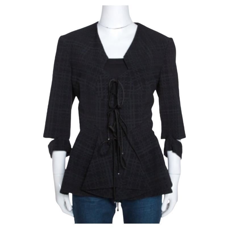Roland Mouret Noir Veste à carreaux plissés en laine mélangée Hanover L en vente