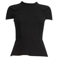 Roland Mouret Black Short Sleeve Top Size S