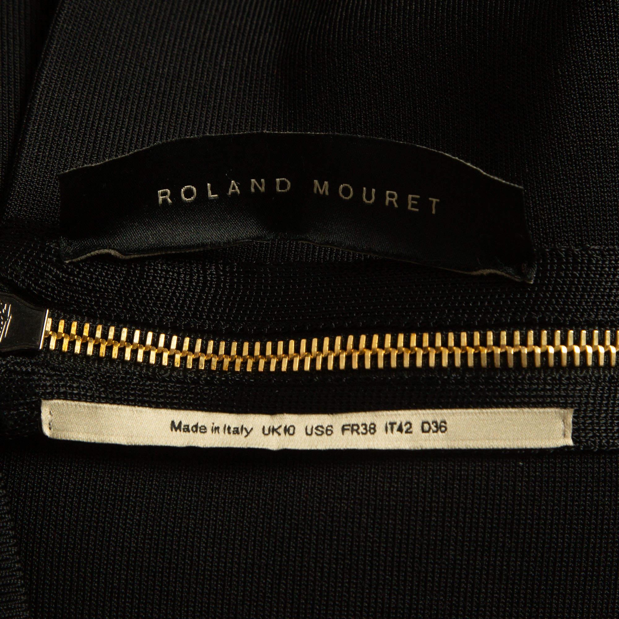 Women's Roland Mouret Black Stretch Knit One Shoulder Brattle Dress M For Sale