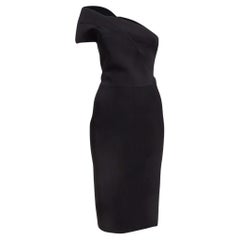 Roland Mouret Black Stretch Knit One Shoulder Brattle Dress M