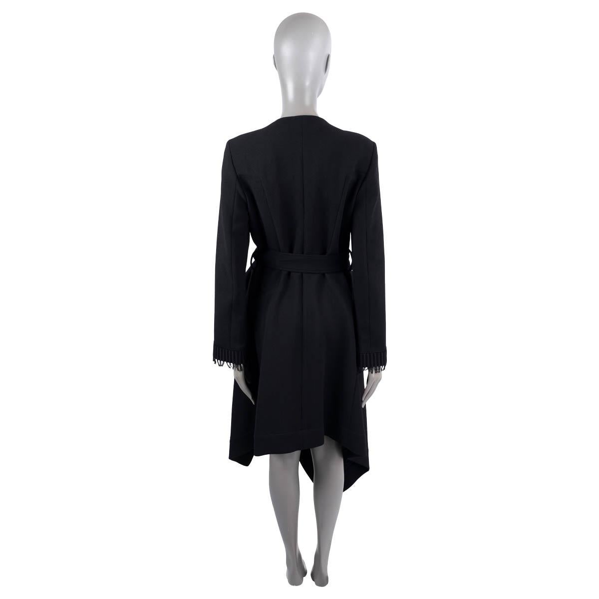 Black ROLAND MOURET black wool 2017 STUDHAM DRAPED ASYMMETRIC Coat Jacket 14 L For Sale