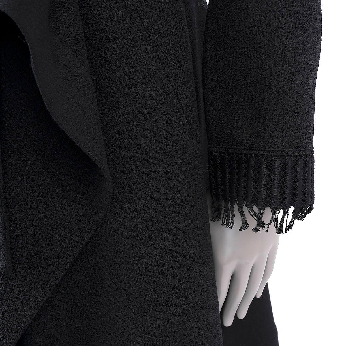 Women's ROLAND MOURET black wool 2017 STUDHAM DRAPED ASYMMETRIC Coat Jacket 14 L For Sale
