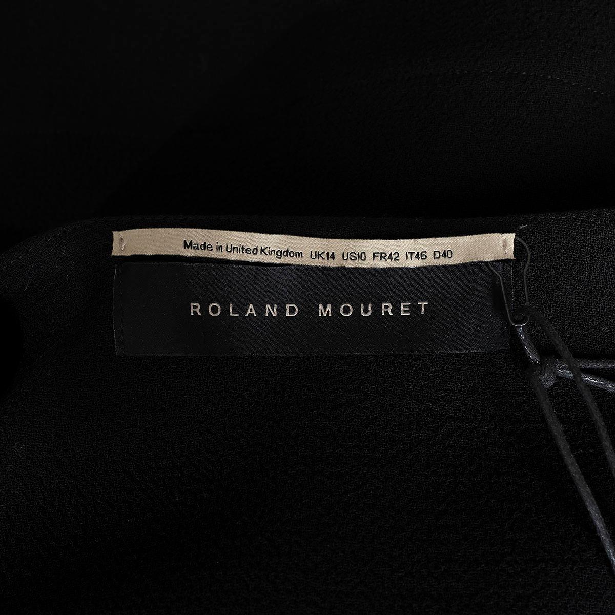 ROLAND MOURET black wool 2017 STUDHAM DRAPED ASYMMETRIC Coat Jacket 14 L For Sale 1