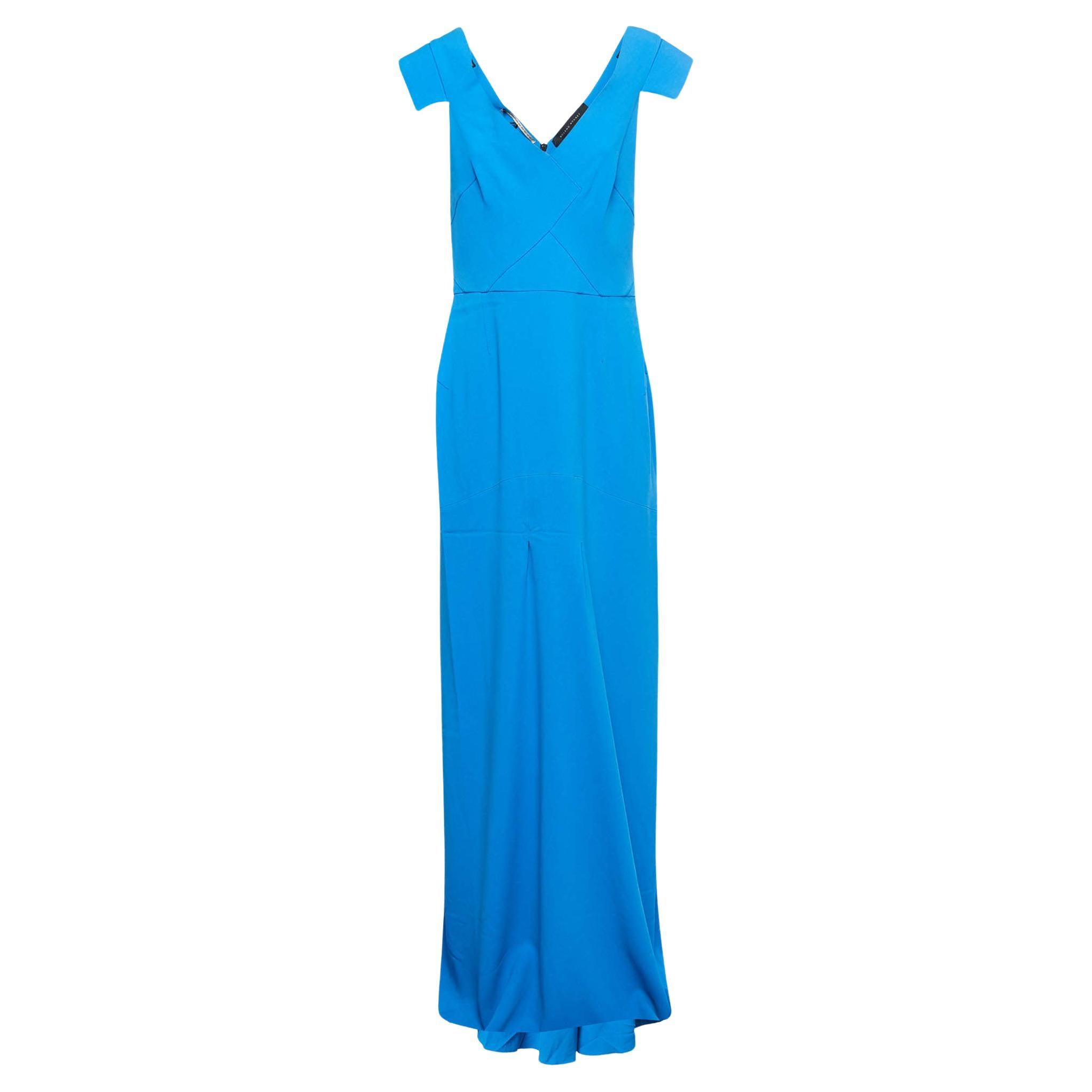 Roland Mouret Blue Crepe Salters Gown  For Sale