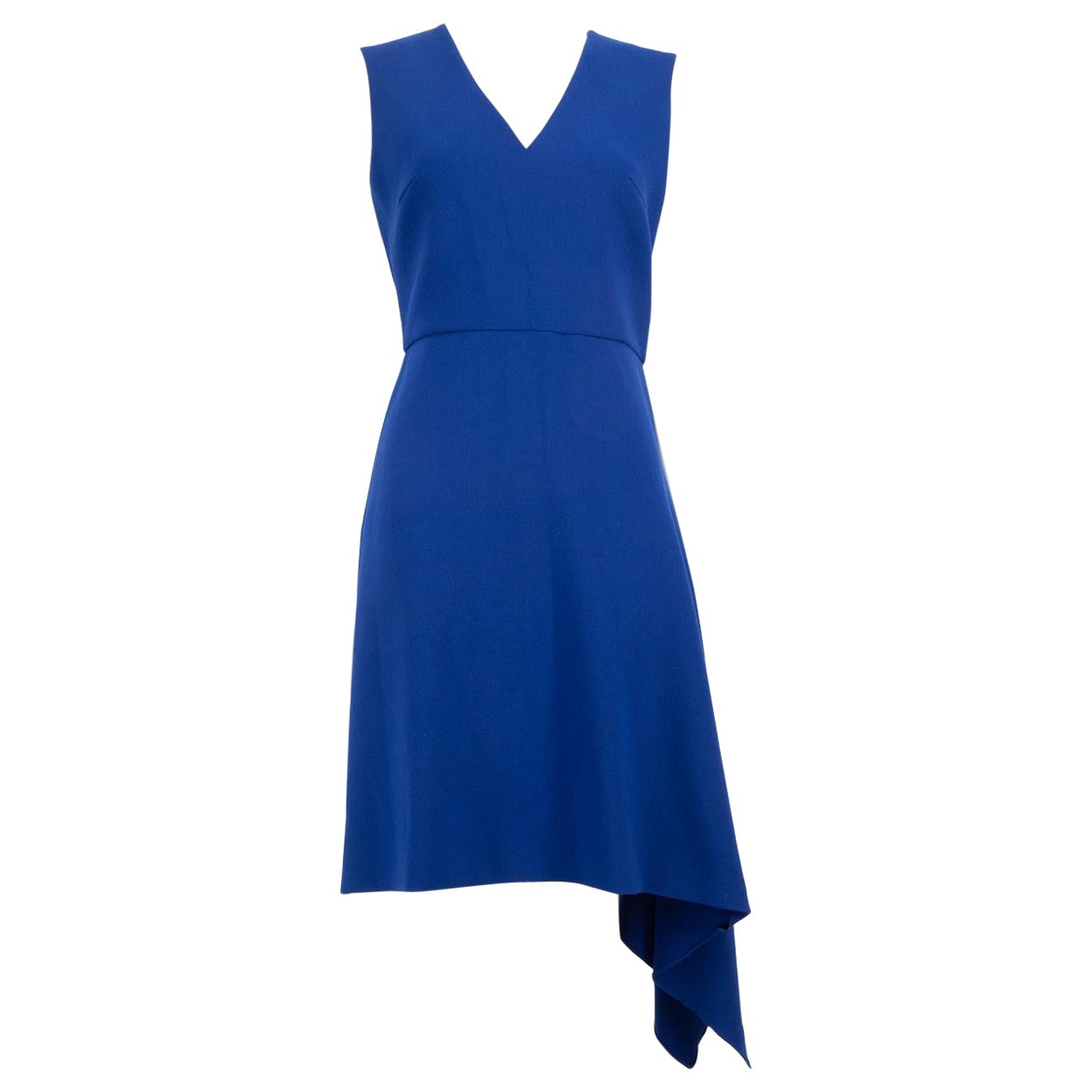 Roland Mouret Blue V-Neck Sleeveless Midi Dress Size L