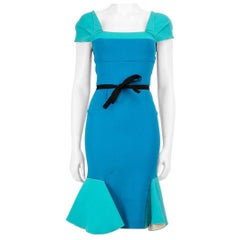 Roland Mouret Blue Wool Panelled Dress Size XS