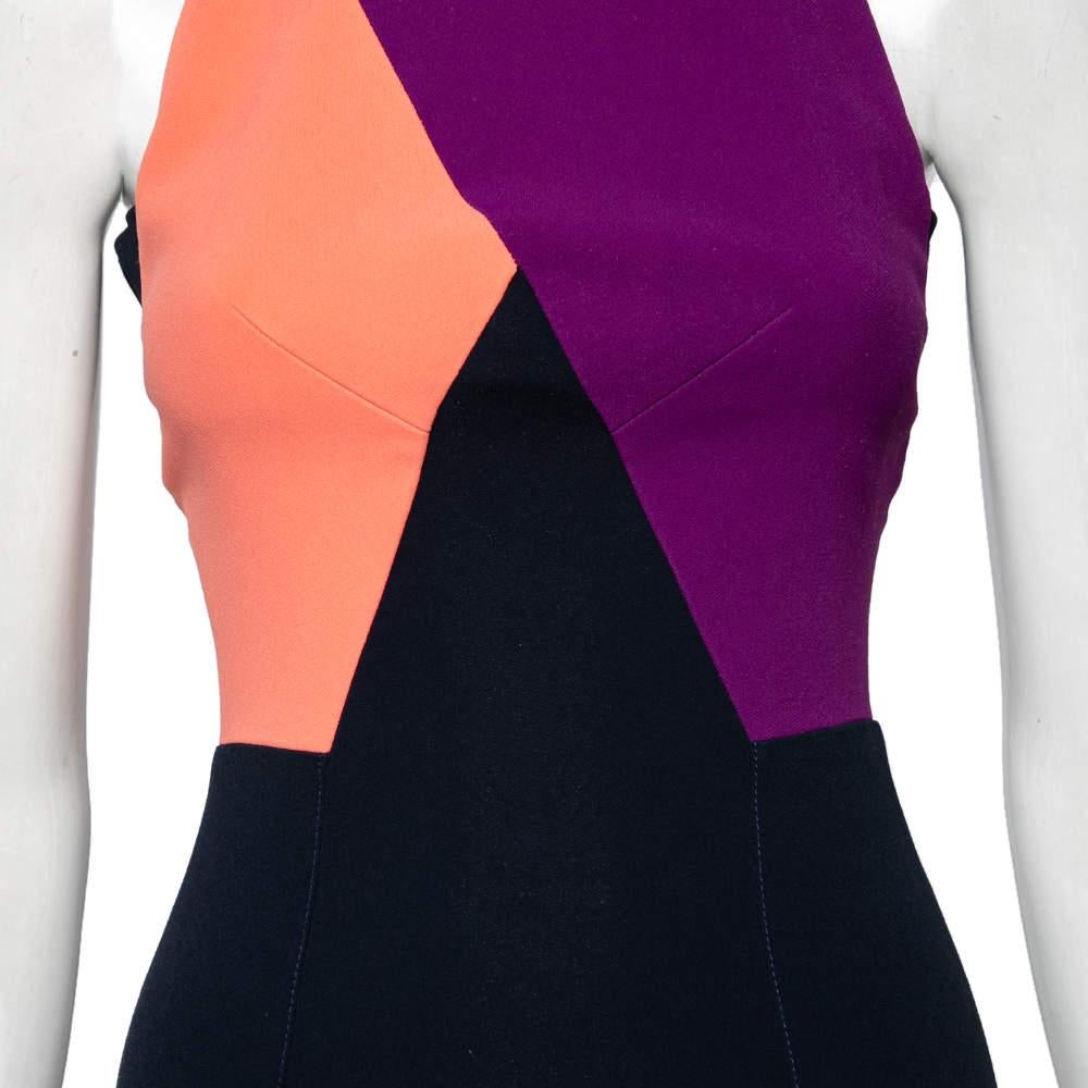 Women's Roland Mouret Color Block Stretch Crepe Kennard Halter Dress S For Sale