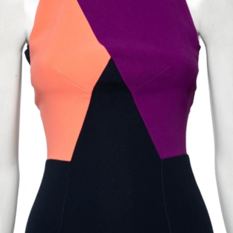Roland Mouret Farbblock Stretch Krepp Kennard Trägerkleid S Damen im Angebot