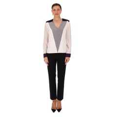 Roland Mouret Colour-Block V-Neck Silk Top