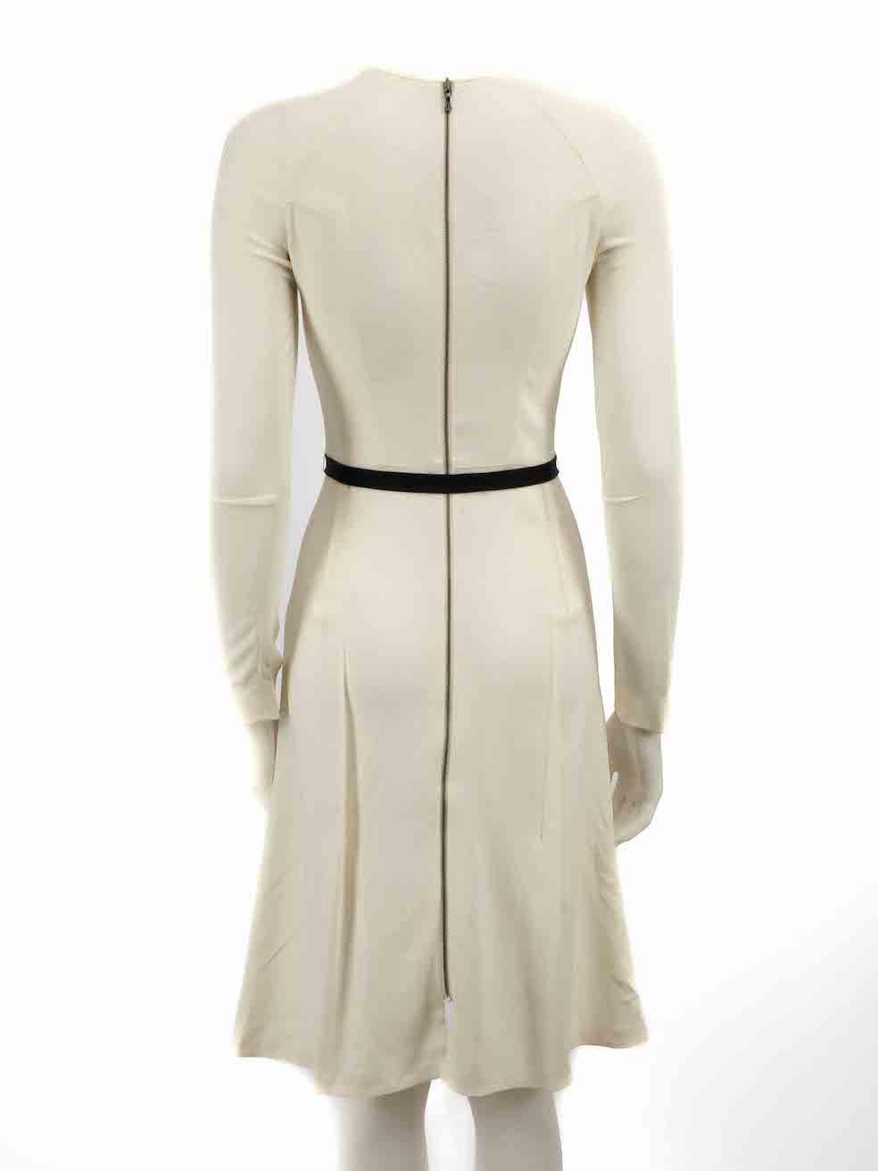 Roland Mouret Cream Full Zip Belted Midi Dress Size S In Good Condition For Sale In London, GB