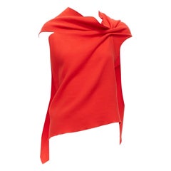 ROLAND MOURET Eugene Wolle Origami Falten schwarz Krawatte zurück ausgeschnitten Top UK6 XS