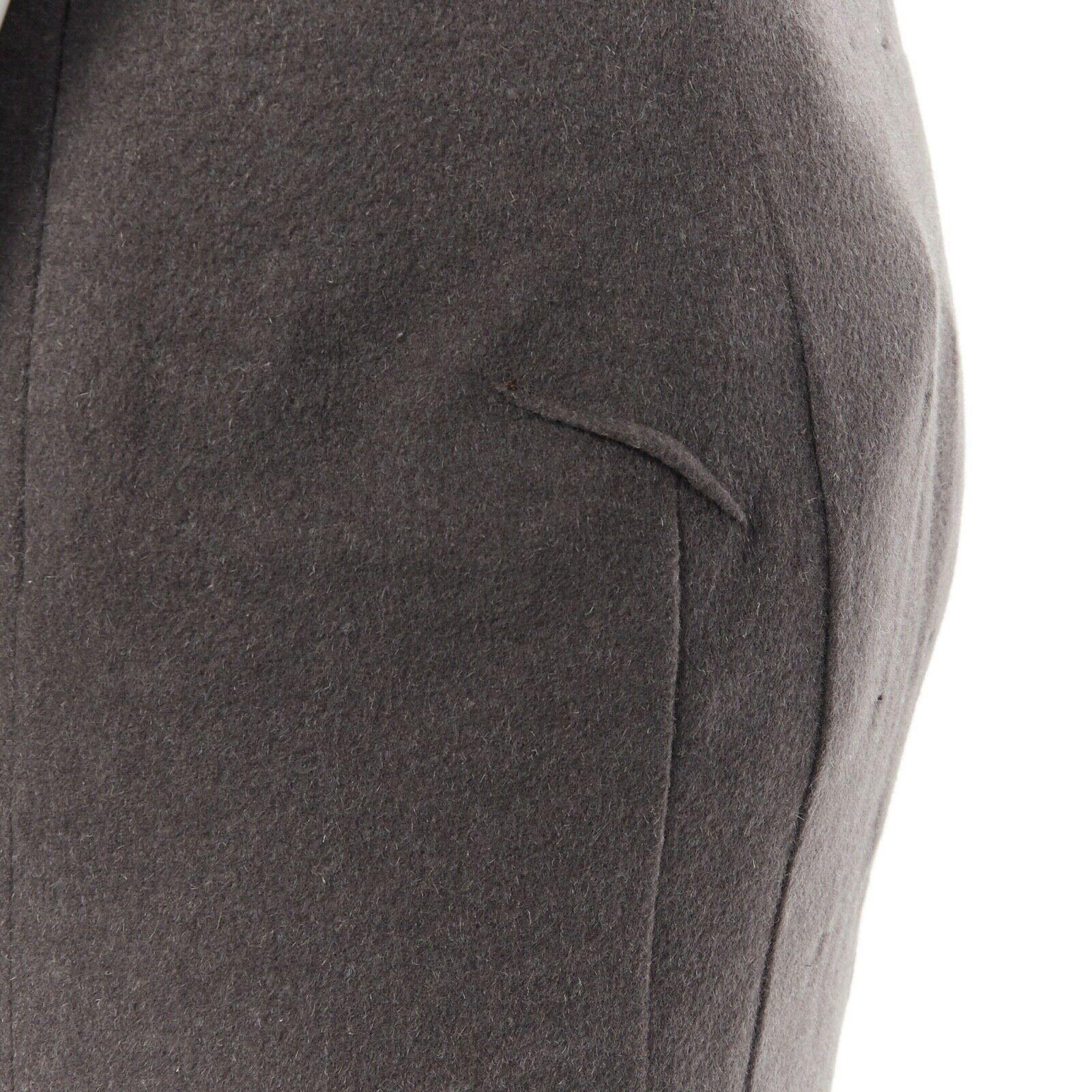 ROLAND MOURET green grey wool mohair constructed pencil skirt flare hem FR38 M For Sale 2