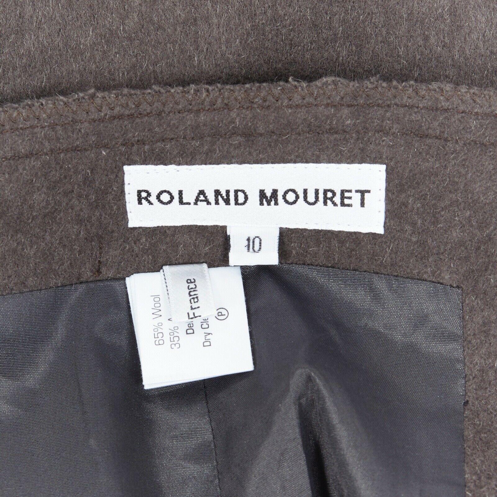 ROLAND MOURET green grey wool mohair constructed pencil skirt flare hem FR38 M For Sale 3