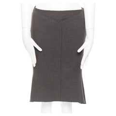 ROLAND MOURET green grey wool mohair constructed pencil skirt flare hem FR38 M
