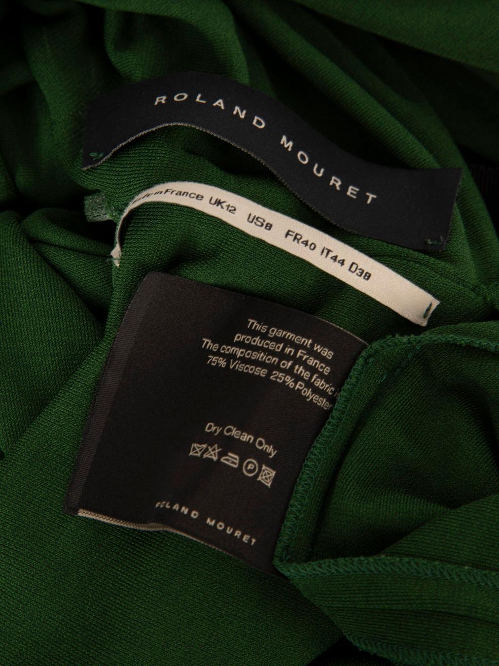 Women's Roland Mouret Green Ruffle Trim Midi Dres Size L For Sale