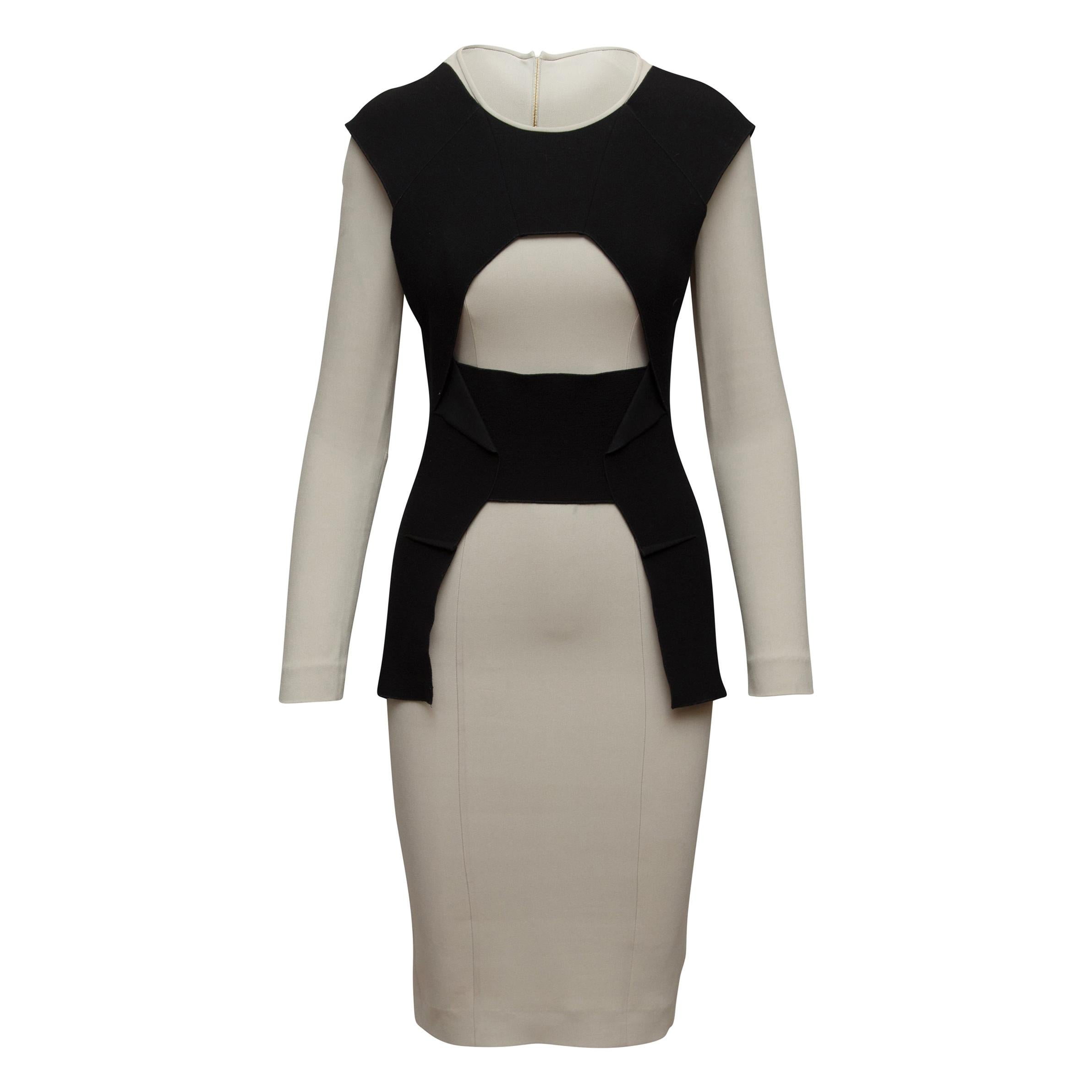 Roland Mouret Grey & Black Long Sleeve Dress