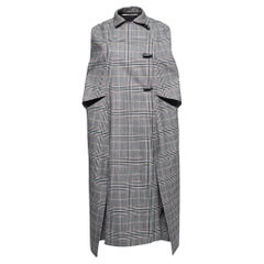 Roland Mouret Grey Checked Wool Merril Cape XS