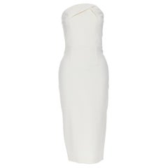 ROLAND MOURET ivory wool crepe origami dart strapless cocktail dress UK8 XS