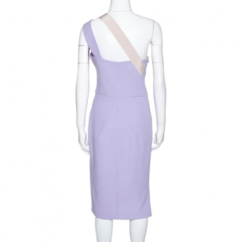 Violet Roland Mouret Lavender Wool Crepe One Shoulder Aglais Dress L en vente