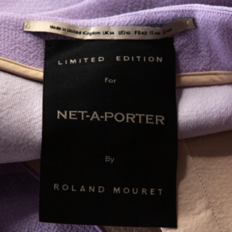 Roland Mouret Lavender Wool Crepe One Shoulder Aglais Dress L Bon état - En vente à Dubai, Al Qouz 2