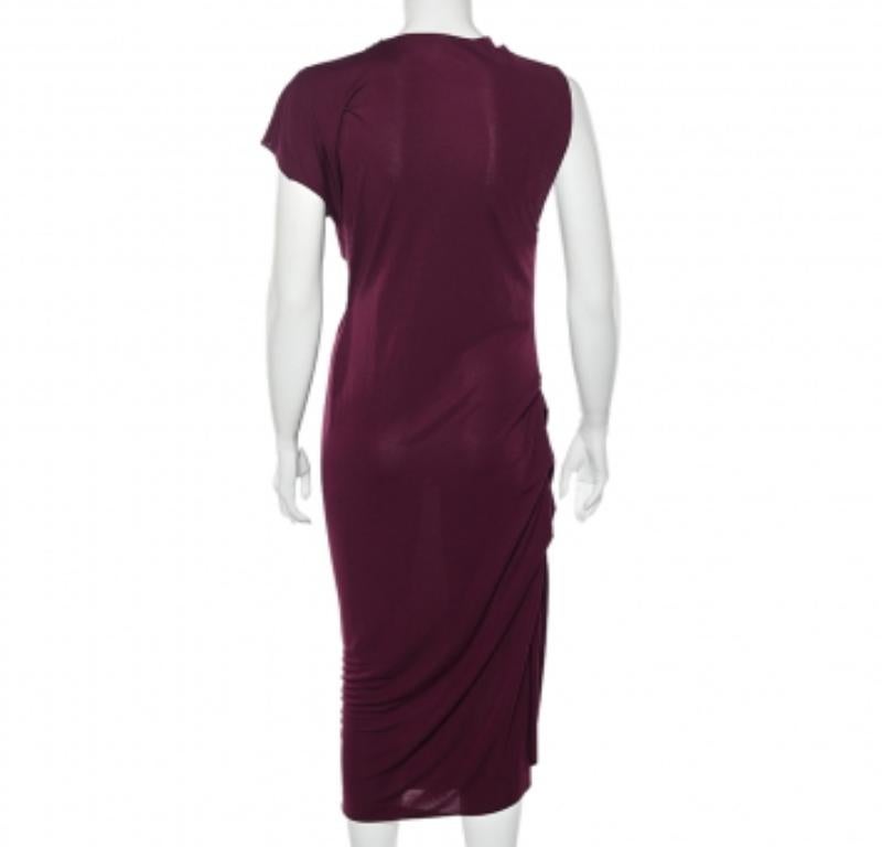 Roland Mouret - Vestito midi con dettaglio drappeggiato in jersey magenta L In condizioni buone in vendita a Dubai, Al Qouz 2
