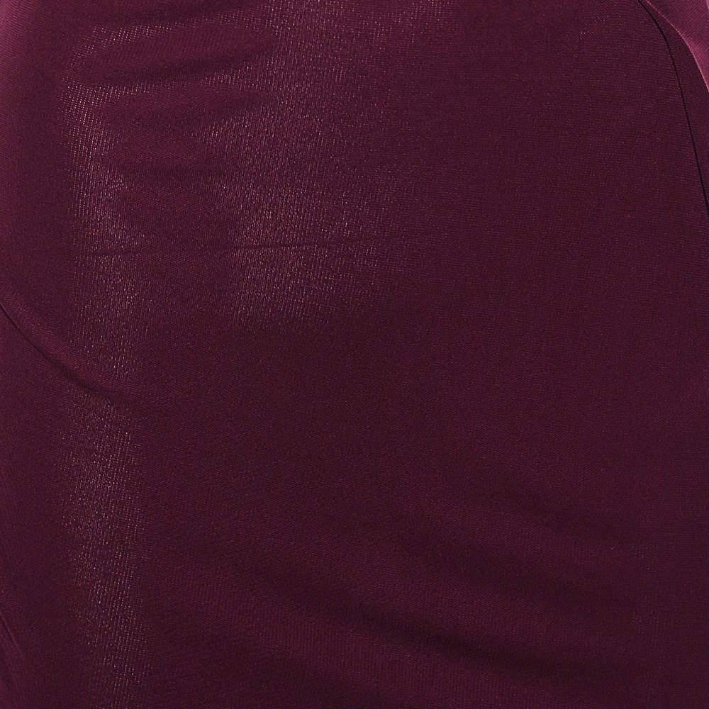 Roland Mouret Magenta Jersey Draped Detail Midi Dress L In Good Condition For Sale In Dubai, Al Qouz 2