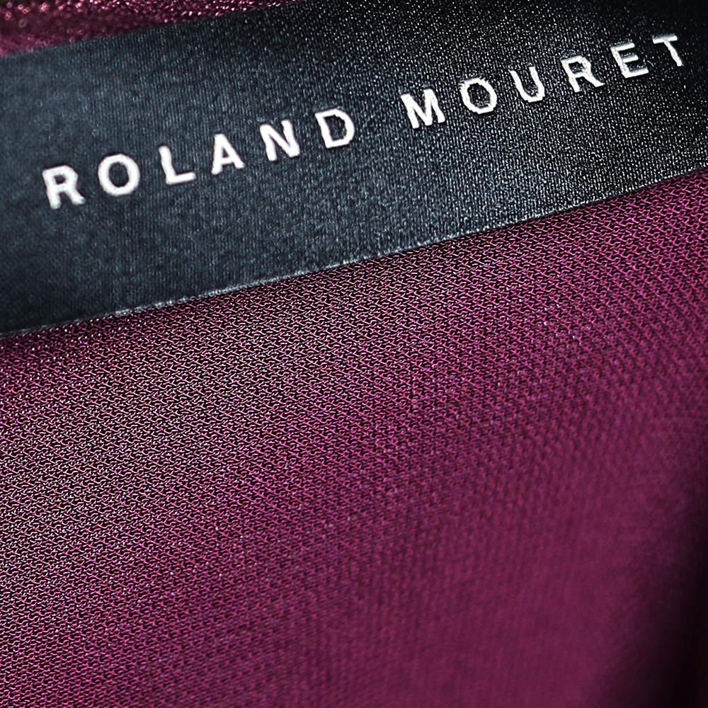 Women's Roland Mouret Magenta Jersey Draped Detail Midi Dress L For Sale
