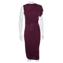 Roland Mouret - Vestito midi con dettaglio drappeggiato in jersey magenta L