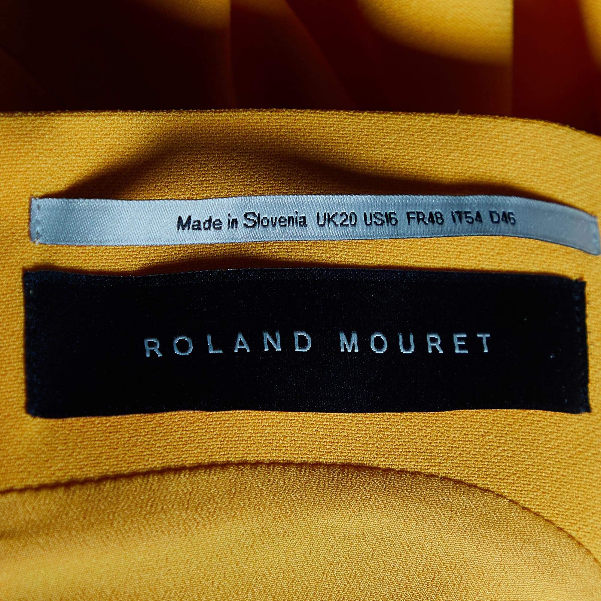 Women's Roland Mouret Marigold Yellow Stretch Crepe Off Shoulder Arch Dress XL