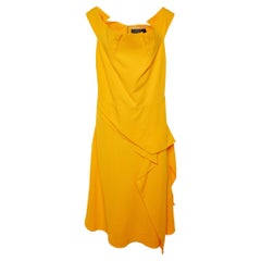 Roland Mouret Marigold Gelbes schulterfreies Kleid aus Stretch-Krepp mit schulterfreiem Bogen XL