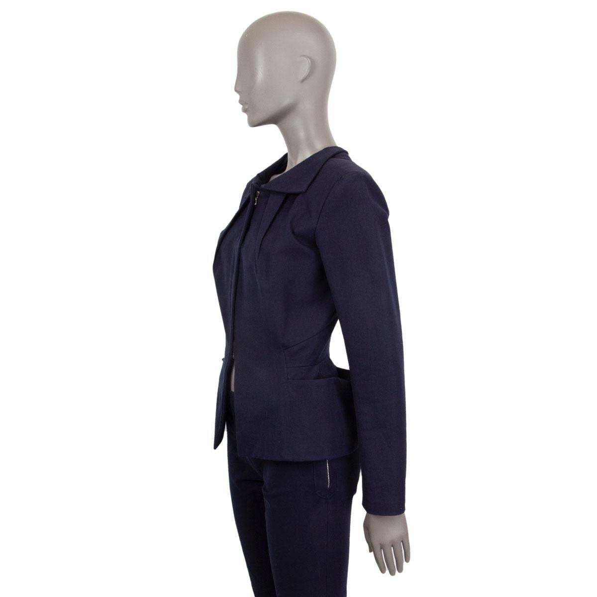 Black ROLAND MOURET midnight blue cotton PYXIS STRETCH Blazer Jacket 38 S For Sale
