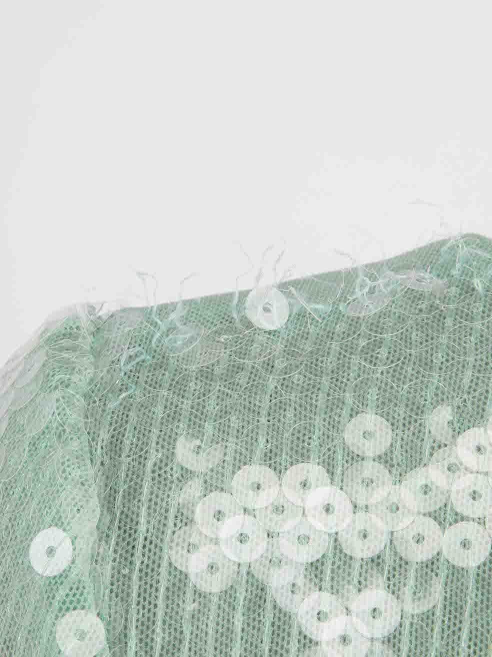 Roland Mouret Mint Green Belted Sequin Midi Dress Size S 1