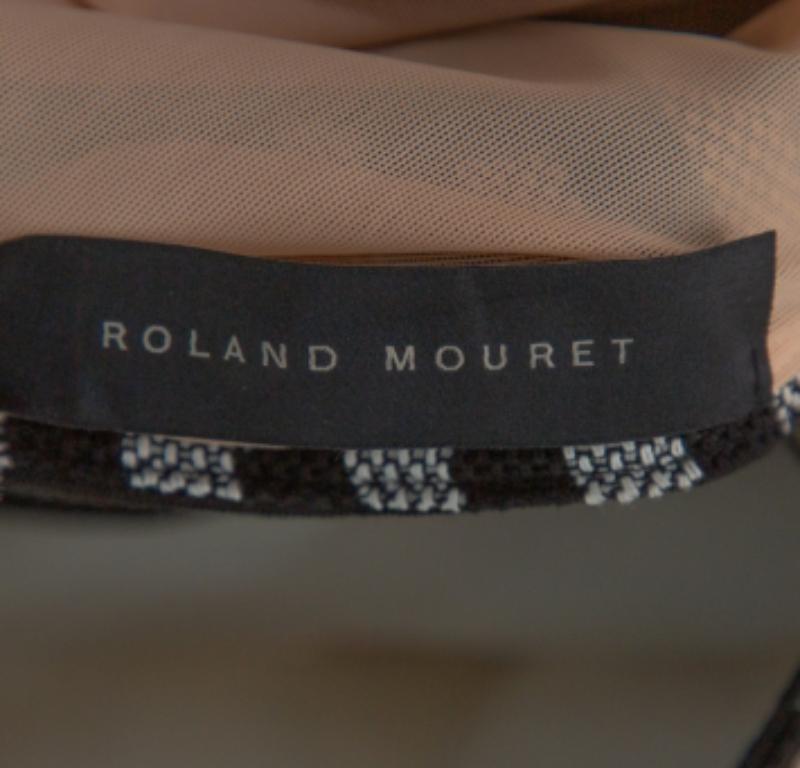 Gray Roland Mouret Monochrome Striped Cotton Basketweave Layan Dress M For Sale