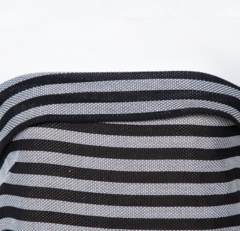 Roland Mouret Monochrome Striped Cotton Basketweave Layan Dress M For Sale 1