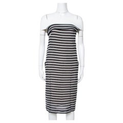 Roland Mouret Monochrome Striped Cotton Basketweave Layan Dress M