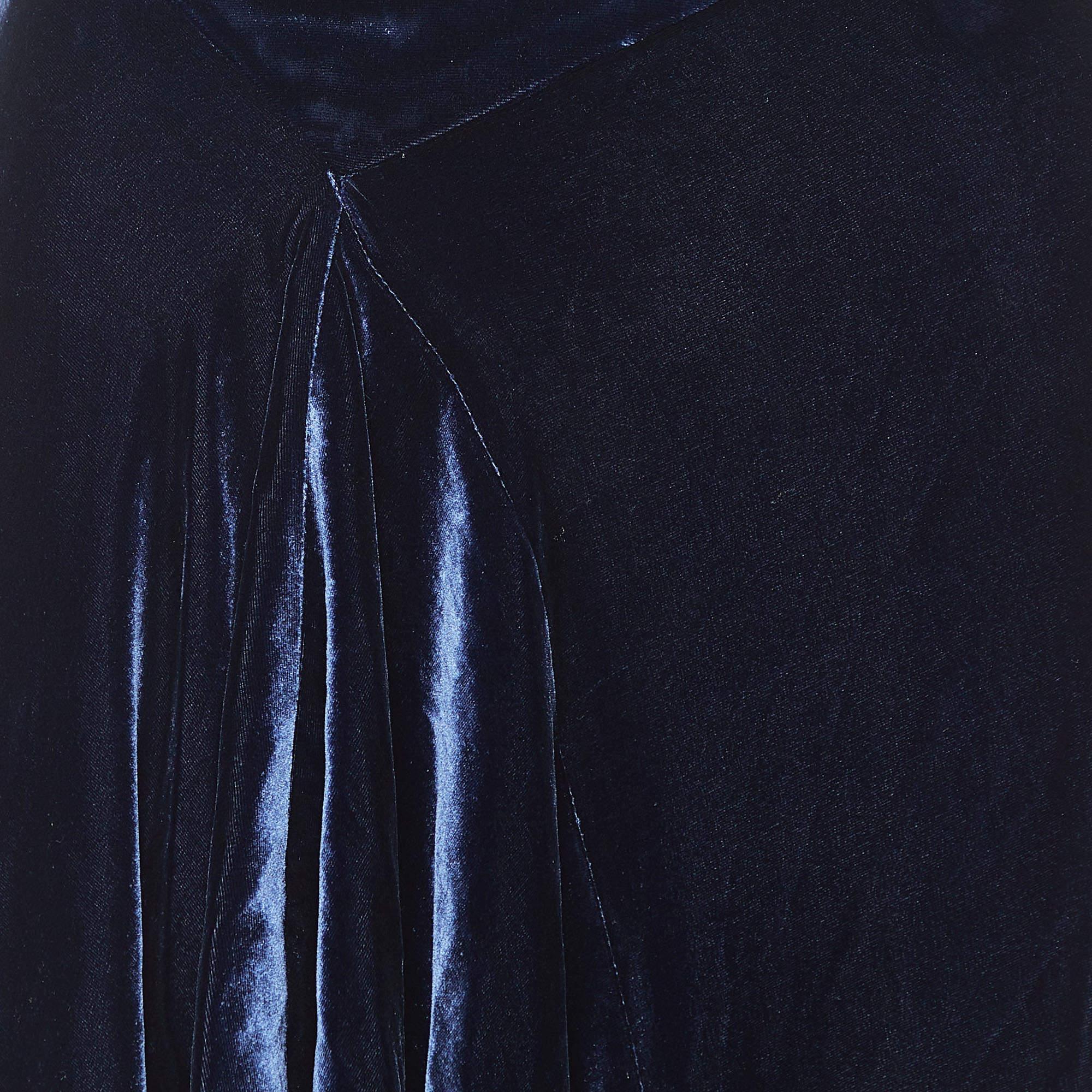 Black Roland Mouret Navy Blue Velvet Haxby Midi Skirt M