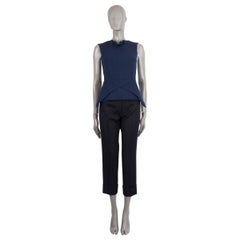 ROLAND MOURET navy blue wool STRUCTURED TANK TOP Shirt 6 XXS