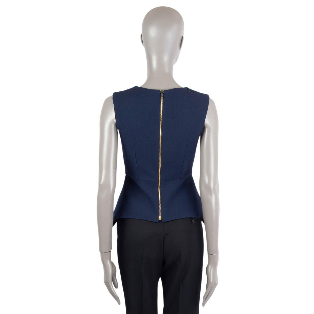 ROLAND MOURET navy blue wool STRUCTURED TANK TOP Shirt 6 XXS In Excellent Condition For Sale In Zürich, CH