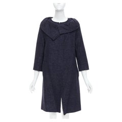 ROLAND MOURET marineblauer struktureller Tweed-Mantel mit Kragen aus Baumwollmischung UK12 L