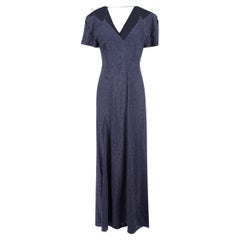 Roland Mouret Navy Embroidered Open Back Dress Size M