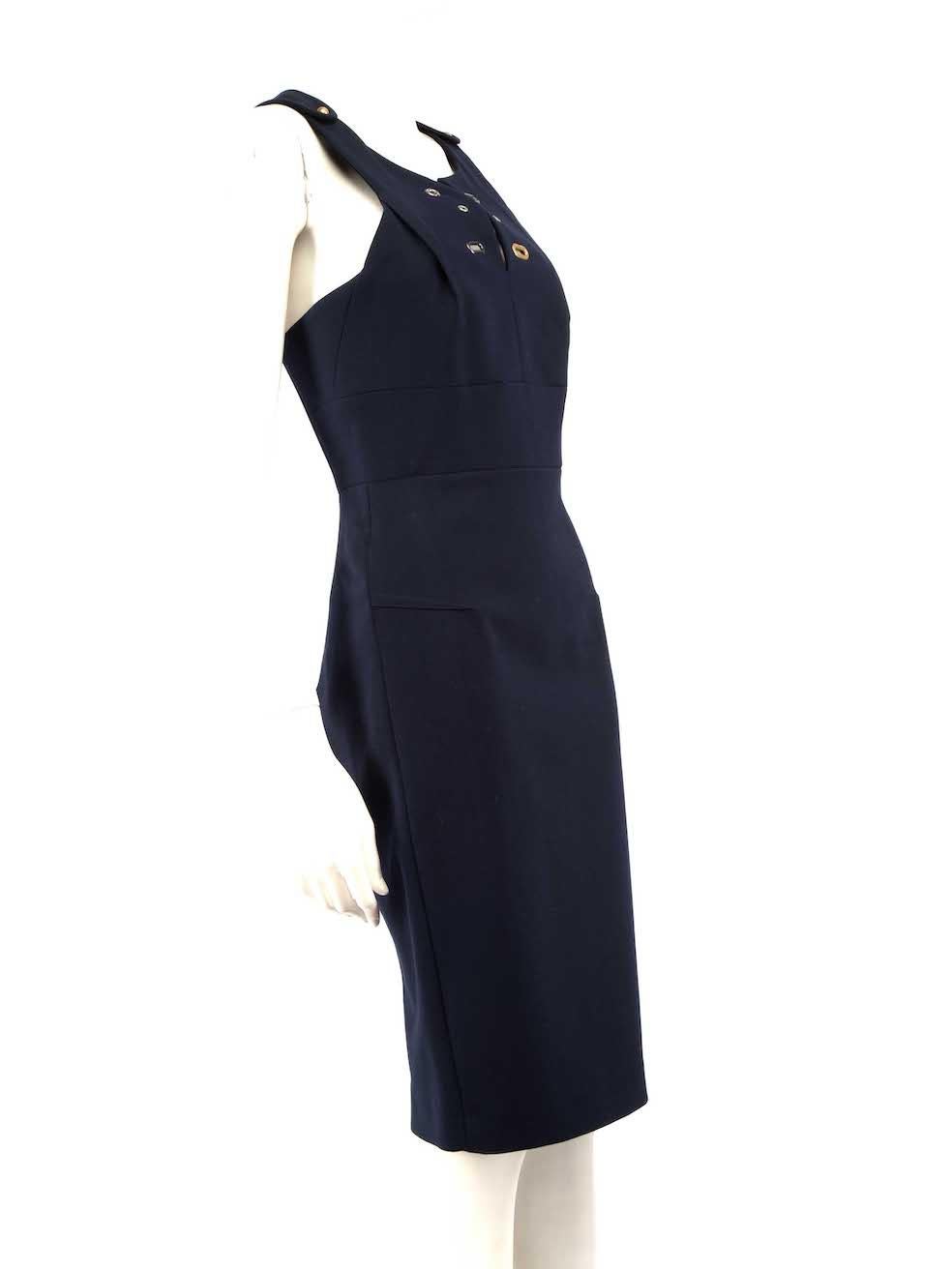 CONDITION is Very good. Minimal wear to the dress is evident. There is small pilling overall, especially to the top front, front left, front centre, front bottom-left and rear centre. Light tarnishing to the last eyelet on the front left on this