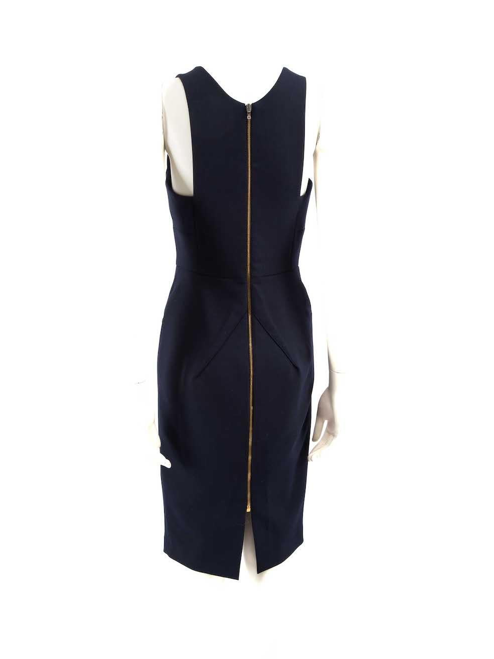 Black Roland Mouret Navy Eyelet Stud Knee Length Dress Size M For Sale