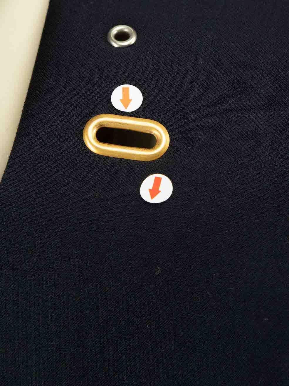 Roland Mouret Navy Eyelet Stud Knee Length Dress Size M For Sale 1