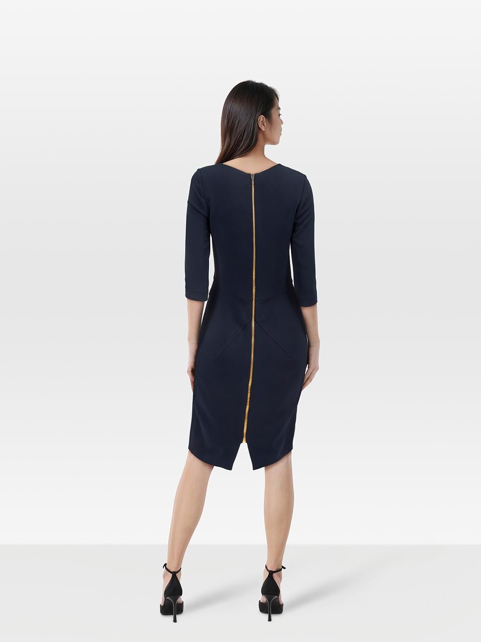 CONDITION is Very good. Minimal wear to the dress is evident. Discolouration under both armpits on the inside of the dress. Plucks to the weave on the front below the neckline, left sleeve and lower back of this used Roland Mouret designer resale