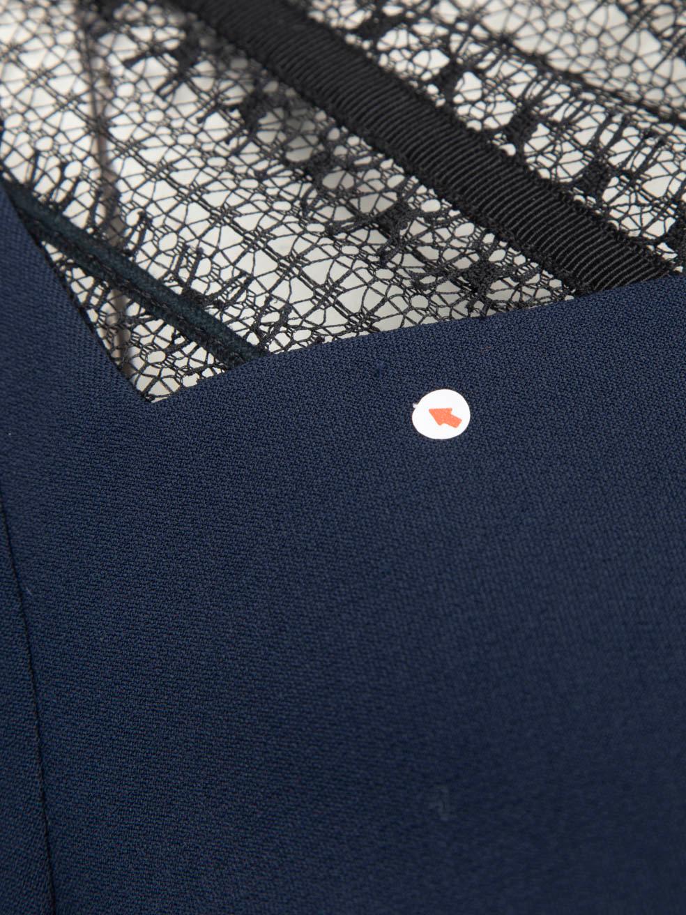 Roland Mouret Navy Midi Lace Panel Dress Size M. Pour femmes en vente