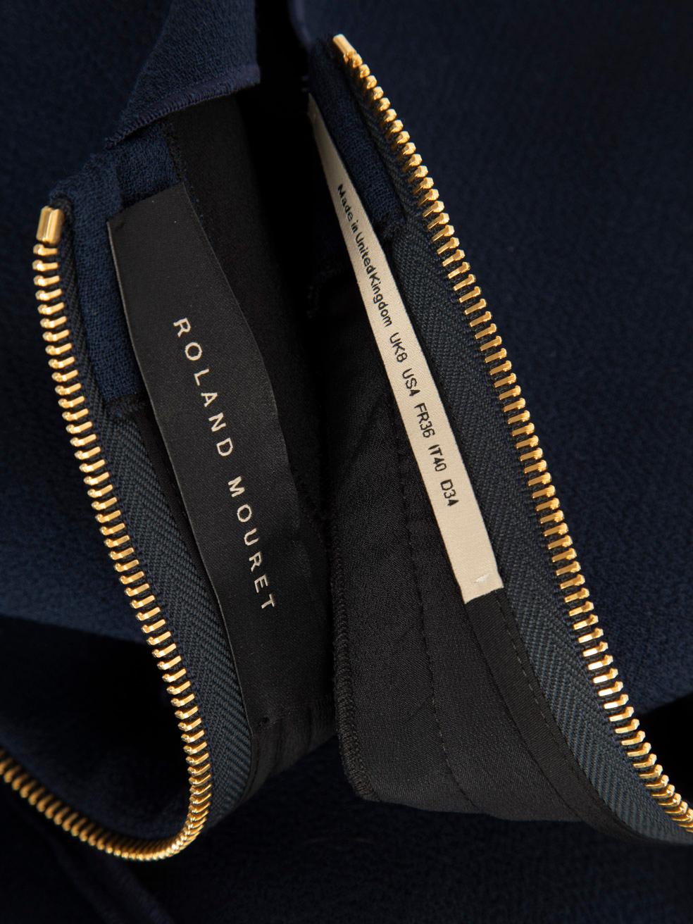 Roland Mouret Navy Wool Knee Length Body Con Dress Size S In New Condition For Sale In London, GB