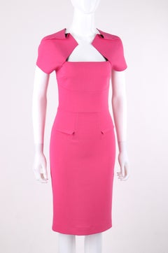 ROLAND MOURET Neiman Marcus Pink “Myrtha” Wool Crepe Fitted Sheath Dress NWT