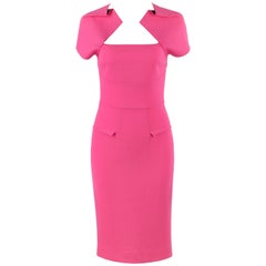 ROLAND MOURET Neiman Marcus Rosa "Myrtha" Wolle Krepp ausgestattet Mantel Kleid NWT