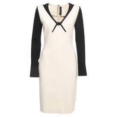 Roland Mouret Off-White/Black Wool Blend Knit Long Sleeve Kutim Dress M